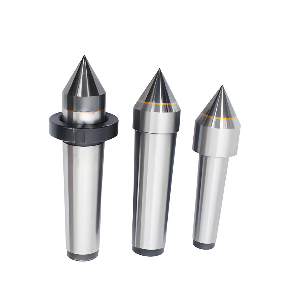 Precision nut self-retracting alloy center, metric 80/100, for use with hydraulic tailstock of CNC lathe.